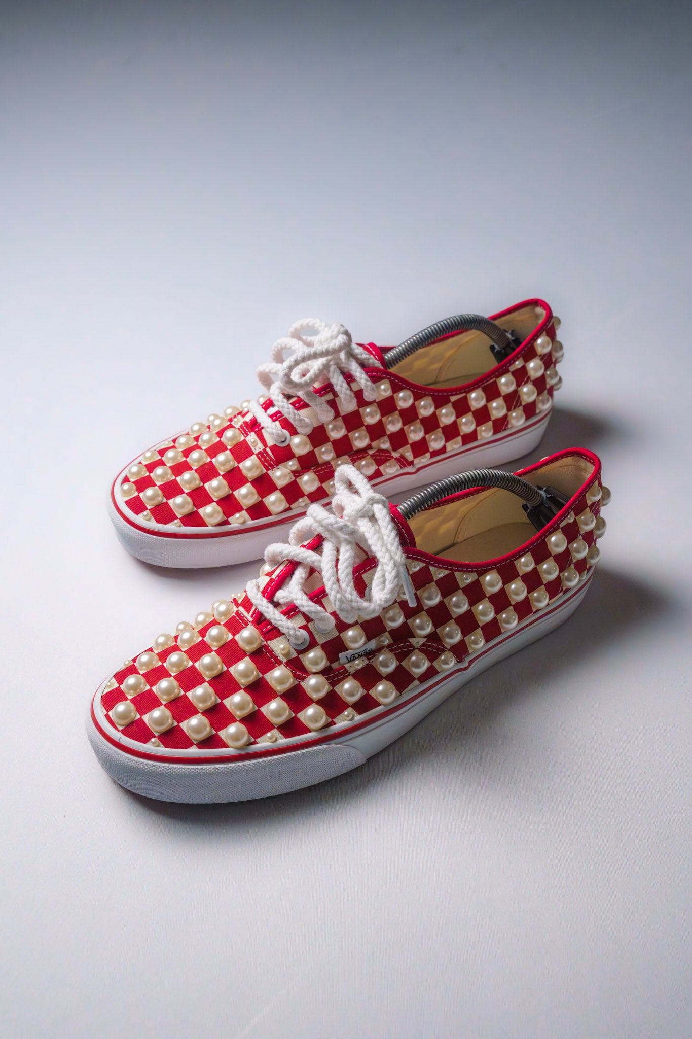 “IVORY PEARLS” Red Checkerboard Vans