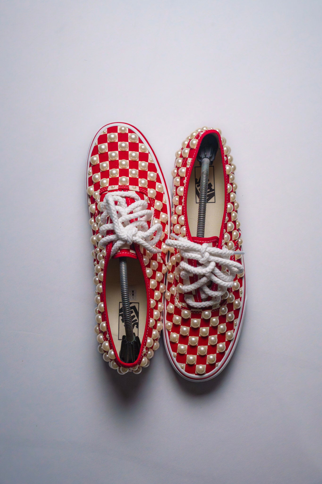 “IVORY PEARLS” Red Checkerboard Vans