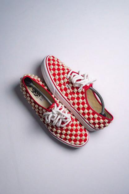 “IVORY PEARLS” Red Checkerboard Vans