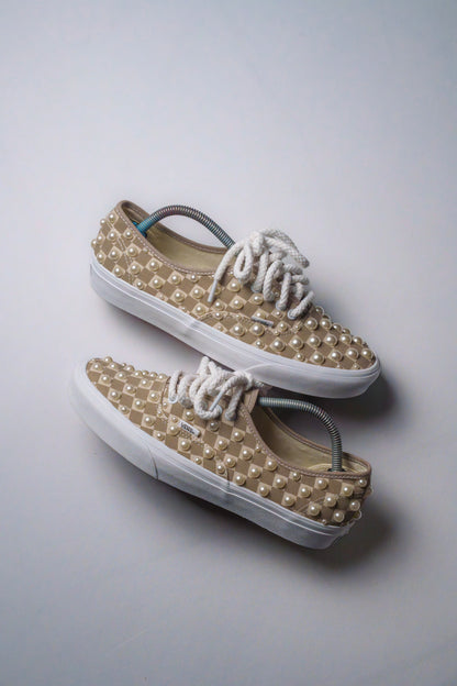 “IVORY PEARLS” Tan Checkerboard Vans