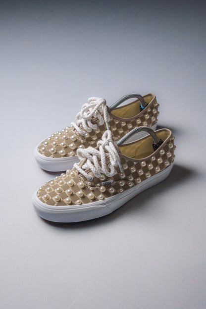 “IVORY PEARLS” Tan Checkerboard Vans